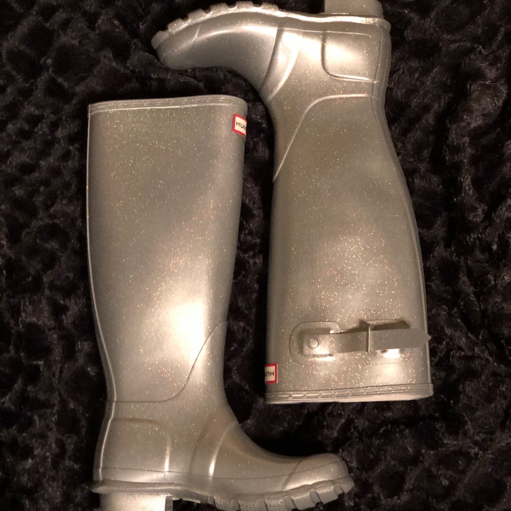 Hunter Rain Boots in Sparkling Silver